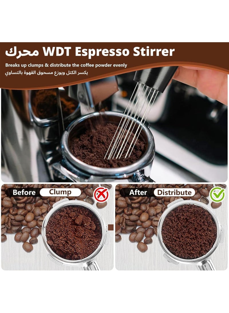 Bukela 7 PCS Espresso Accessories, 51mm Coffee Presser Tool WDT Tool Coffee Machine Accessories Espresso Tamper with Wood Espresso Tamping Station, Distributor, Stirrer, Dosing Funnel, Brush, Puck Screen - Image 5