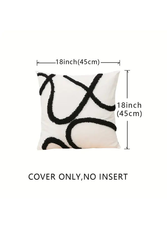 Ivory 18x18 Inch Boho Geometric Throw Pillow Cover With Zipper - Image 3