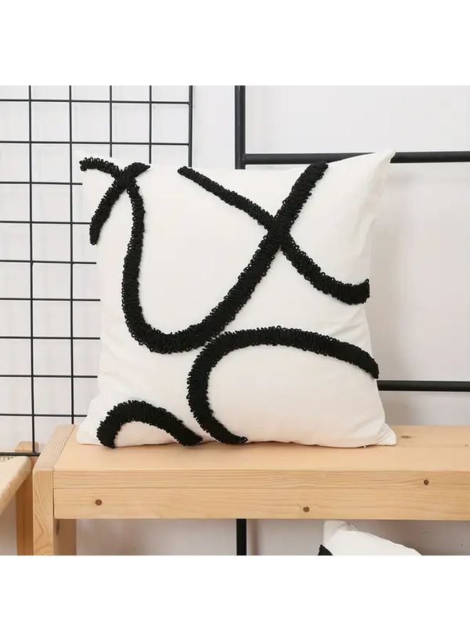 Ivory 18x18 Inch Boho Geometric Throw Pillow Cover With Zipper - Image 5