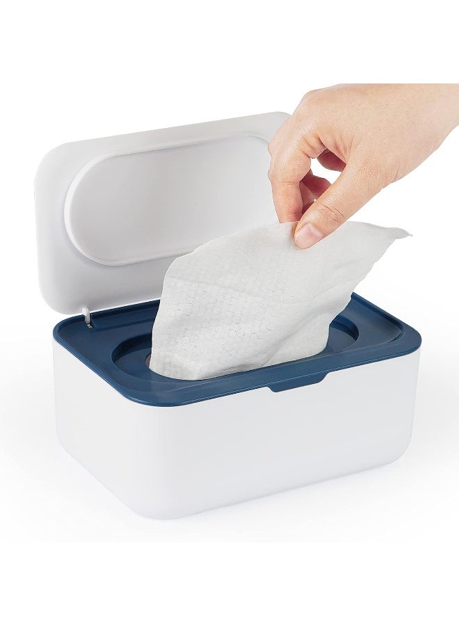Flenpptly Baby Wipes Dispenser, Wipes Case Baby Wipe Holder Keeps Wipes Fresh, Non-Slip, Easy Open & Close (Blue) - Image 1
