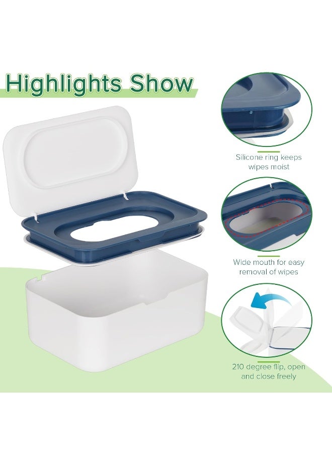 Flenpptly Baby Wipes Dispenser, Wipes Case Baby Wipe Holder Keeps Wipes Fresh, Non-Slip, Easy Open & Close (Blue) - Image 3