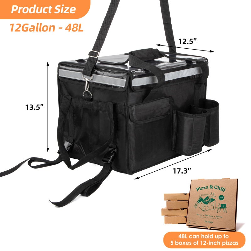 TooCust Insulated Bags for Food Delivery with Cup Holder and Fixed Base 17.3" x 13.5" x 12.5", Support Frame & Hard Bottom Plate, Waterproof Commercial Insulated Food Delivery Bag Drink Carriers for Doordash - Image 4