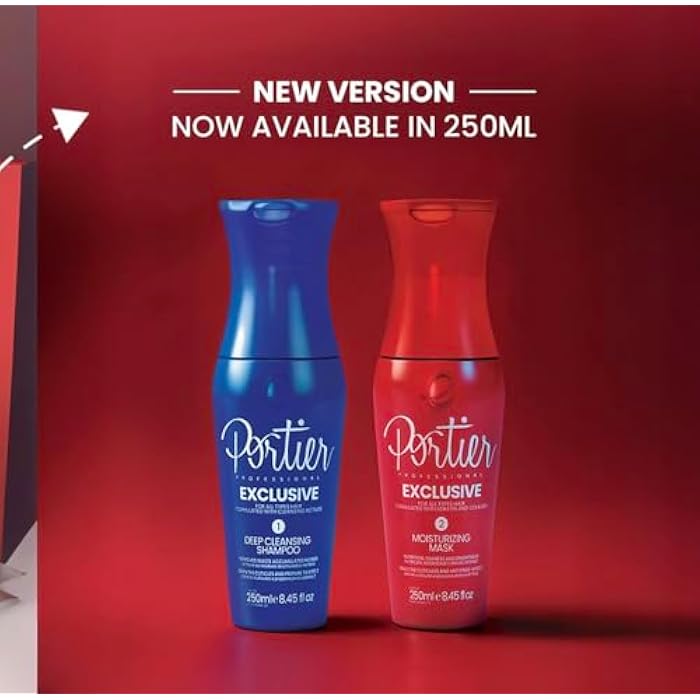 Portier Professional Exclusive Brazilian Keratin Treatment Kit, Deep Cleansing Shampoo and Moisturizing Mask, 250ml Each, For All Hair Types - Image 3