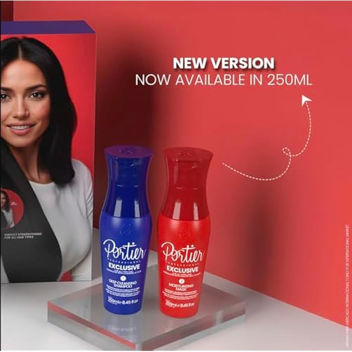 Portier Professional Exclusive Brazilian Keratin Treatment Kit, Deep Cleansing Shampoo and Moisturizing Mask, 250ml Each, For All Hair Types - Image 4