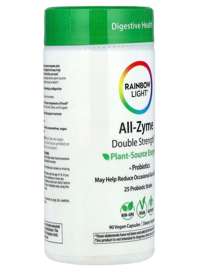 Rainbow Light All-Zyme Double Strength™ Plant Source Enzymes +Probiotics 90 Vegan Capsules - Image 2