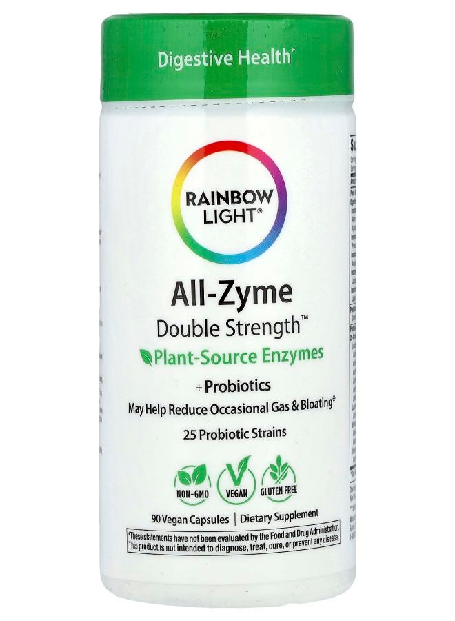 Rainbow Light All-Zyme Double Strength™ Plant Source Enzymes +Probiotics 90 Vegan Capsules - Image 1
