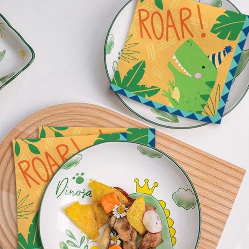 Amscan Dino-Mite Paper Luncheon Napkins - 6.5" x 6.5" (16 Pcs) | Disposable Multicolor Napkins - Perfect For Kids Parties & Birthday Celebrations - Image 3