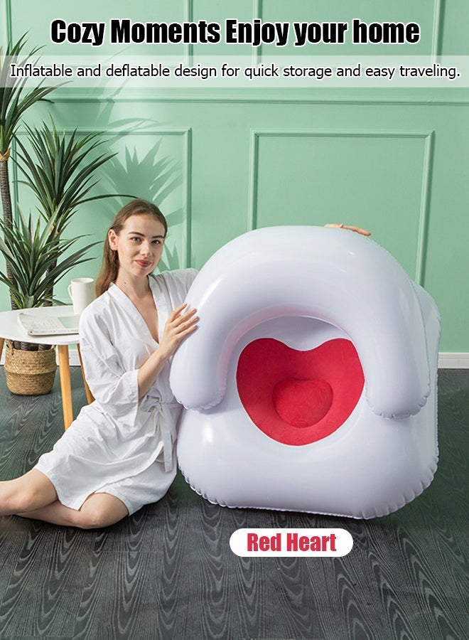 Generic New inflatable flocking lazy sofa living room leisure single leisure sofa chair outdoor sofa bed inflatable toffee chair easy to clean Suitable for adults and children with inflator  - Image 1