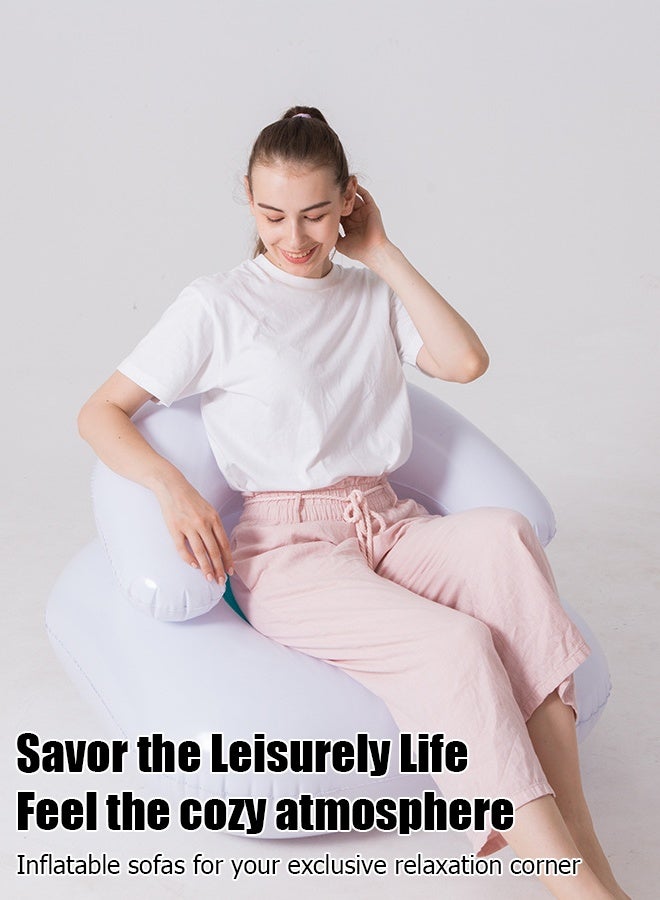 Generic New inflatable flocking lazy sofa living room leisure single leisure sofa chair outdoor sofa bed inflatable toffee chair easy to clean Suitable for adults and children with inflator  - Image 2