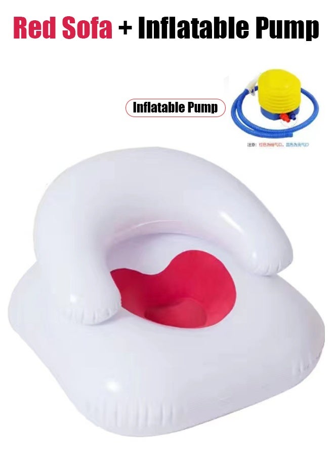 Generic New inflatable flocking lazy sofa living room leisure single leisure sofa chair outdoor sofa bed inflatable toffee chair easy to clean Suitable for adults and children with inflator  - Image 3