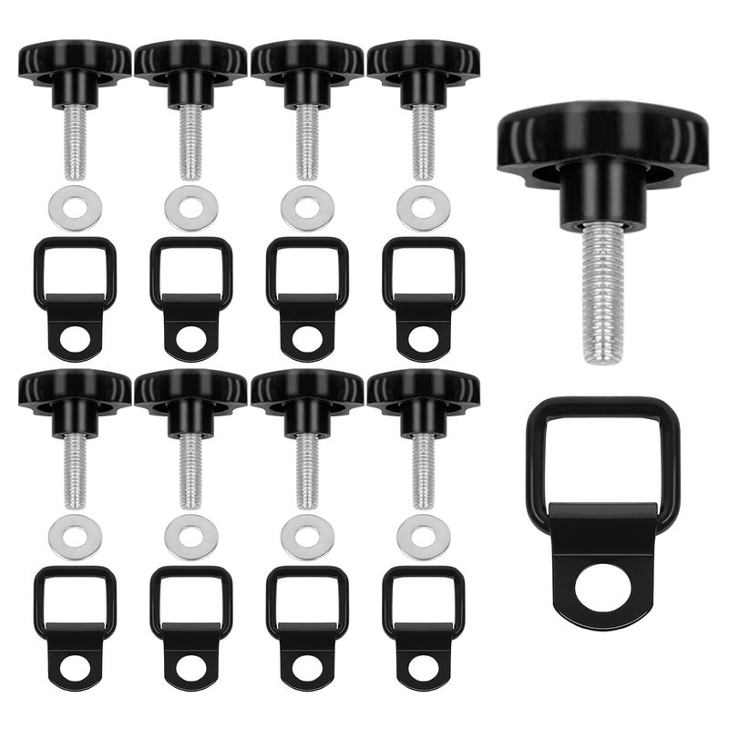 Jimen Compatible with Ford Bronco 20212023 8PCS Hard Top Quick Removal Thumb Screws Bolts Set 8PCS TieDown DRings Black