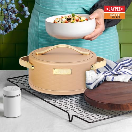 JAYPEE Luxura Klass Set Inner Steel Serving Painted Casserole Set Of 3 Toughened Glass Lid Advanced PU Insulated 100% Food Grade Lockable Hot Box Easy To Keep Roti,Pulao & More|1500,2000,2500 Ml,Brown - Image 2