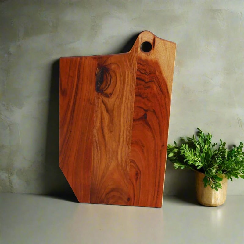 loosebucketAcacia Wood Chopping Board for Kitchen Vegetable Cutting Board for Kitchen with Hanging Hook Handmade Rectangular Serving Platter Cheese Board 1 Pc 40 x 25 x 15 cm Brown - Image 1