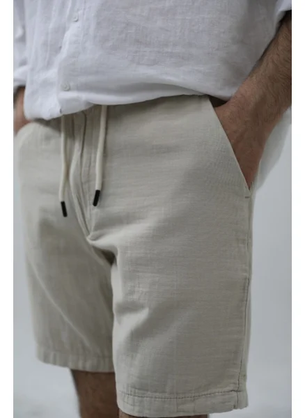 Cool Tarz Cool Style Men's Beige Musli Laced Linen Shorts
