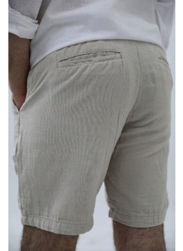 Cool Tarz Cool Style Men's Beige Musli Laced Linen Shorts  - Image 2