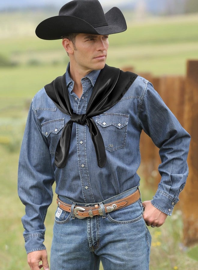 GERINLY Black Wild Rag for Men, Silk Western Bandana Large, Fashion Rancher Scarf Desert Wrap Women - Image 3