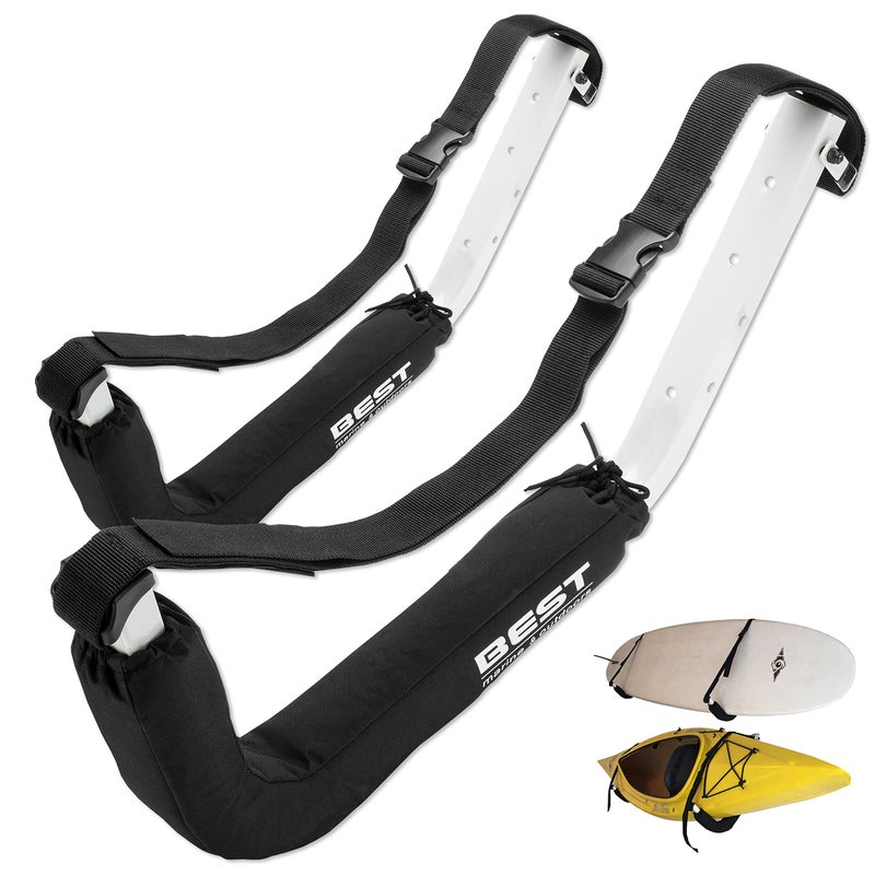 Best Marine and Outdoors Kayak Storage Rack, 2 Premium Wall Mount Racks for Kayaks & SUP Paddle Boards, 125lb Weight Capacity, Indoor Outdoor Paddleboard & Kayaking Accessories - Image 1