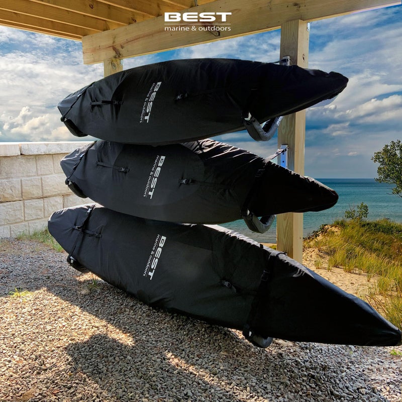 Best Marine and Outdoors Kayak Storage Rack, 2 Premium Wall Mount Racks for Kayaks & SUP Paddle Boards, 125lb Weight Capacity, Indoor Outdoor Paddleboard & Kayaking Accessories - Image 4