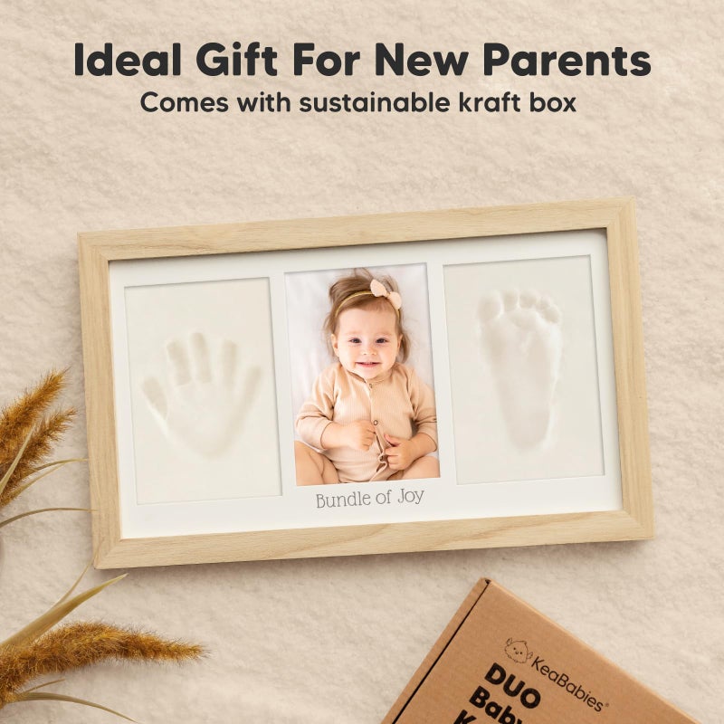 KeaBabies Baby Hand and Footprint Kit - Clay Handprint Keepsake Frame, Newborn Nursery Picture Frame, Personalized New Mom Gifts for Baby First Christmas Shower (Ash Wood) - Image 4