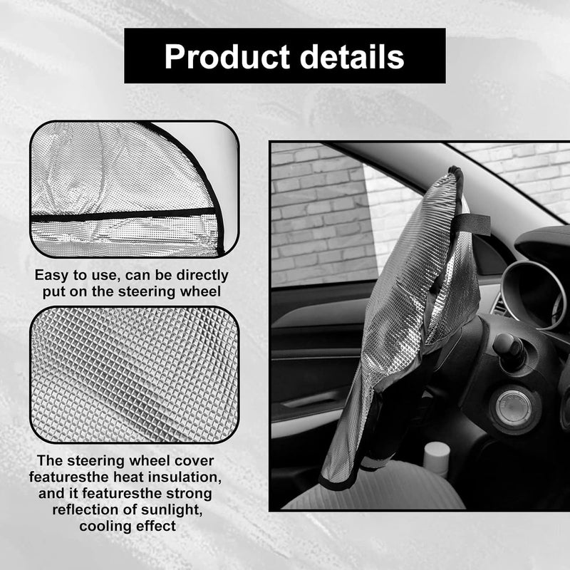Excefore Upgraded Steering Wheel Sun Shade Cover, 3-Layer Foil Cooling Design, Block UV Rays and Keep Your Steering Wheel Cool in Summer, Universal Fit for Cars, Trucks, SUVs - Image 3