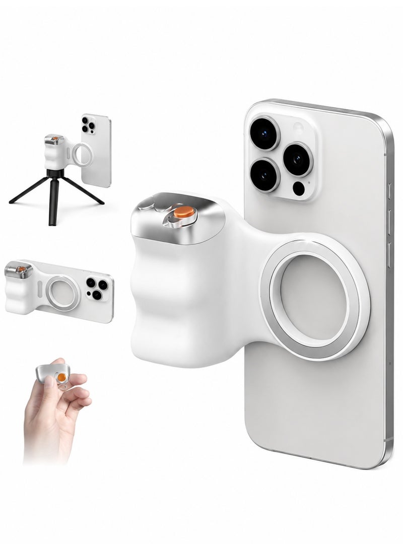 Magnetic Bluetooth Camera Grip with Wireless Remote Shutter, Portable Smartphone Photography Handle, Rechargeable Mobile Phone Camera Controller for Vlogging & Content Creation