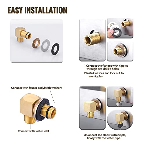 IVIGA 2PCS Installation Kit Commercial Faucet, iVIGA Wall Mounting Faucets Installation kit Replacement 1/2" NPT, Back Splash Mount Set Connector Adapter for Stainless Steel Commercial Prep & Utility Sink - Image 3
