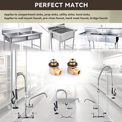 IVIGA 2PCS Installation Kit Commercial Faucet, iVIGA Wall Mounting Faucets Installation kit Replacement 1/2" NPT, Back Splash Mount Set Connector Adapter for Stainless Steel Commercial Prep & Utility Sink - Image 4