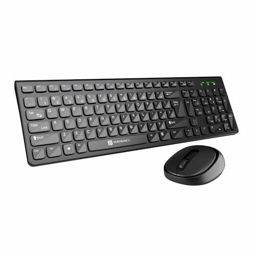 Portronics Key7 Combo Wireless Keyboard & Mouse Set with 2.4 GHz USB Receiver, 10m Working Range, 12 Shortcut Keys, Adjustable DPI, 10 Million Key Life & Click Life for PC, Laptop, Mac (Black) - Image 1