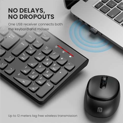 Portronics Key7 Combo Wireless Keyboard & Mouse Set with 2.4 GHz USB Receiver, 10m Working Range, 12 Shortcut Keys, Adjustable DPI, 10 Million Key Life & Click Life for PC, Laptop, Mac (Black) - Image 3