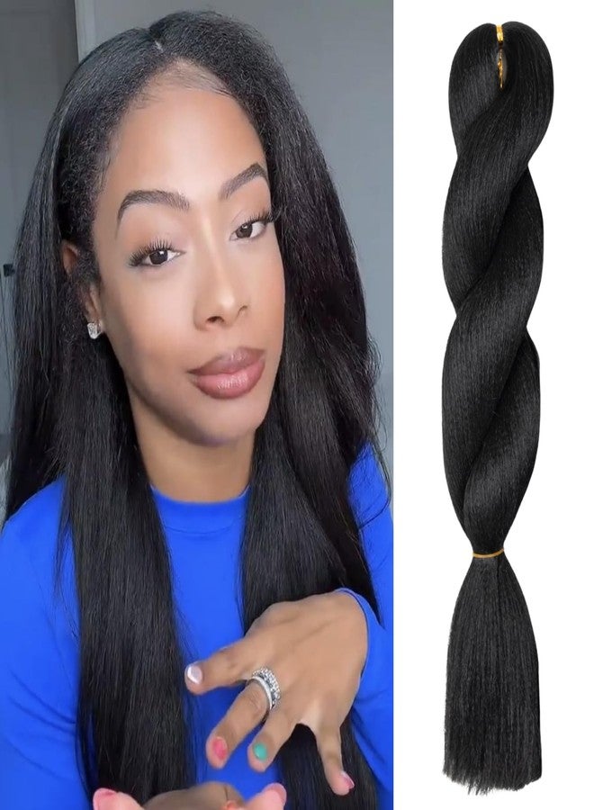 FCHLHFC Kinky Straight Vixen Crochet hair 18Inch Natural Black Color Yaki Kinky Straight 1 Bundles Hair Extension Premium Synthetic Fibers For Black Women (1B#） - Image 1