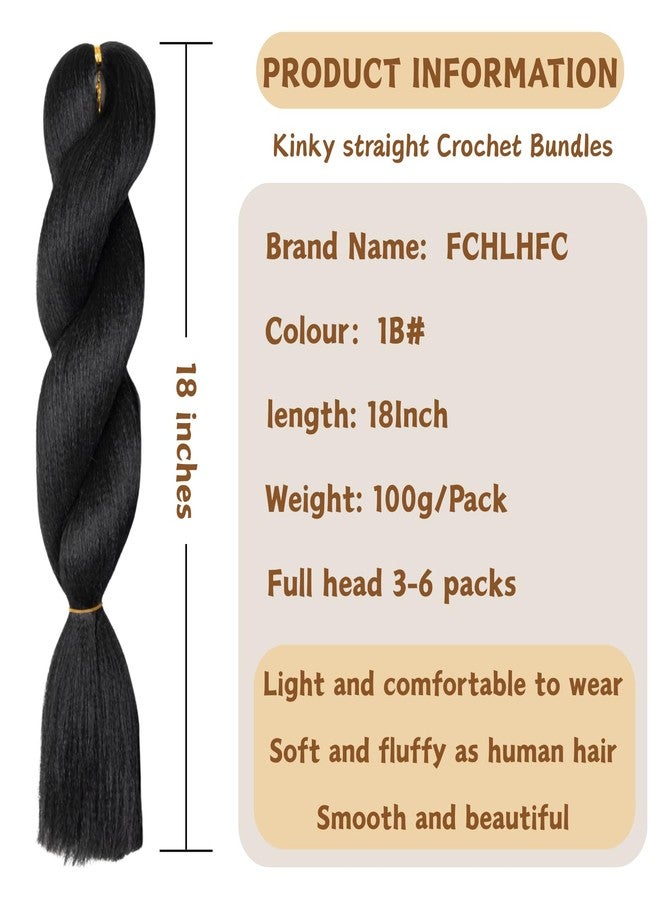 FCHLHFC Kinky Straight Vixen Crochet hair 18Inch Natural Black Color Yaki Kinky Straight 1 Bundles Hair Extension Premium Synthetic Fibers For Black Women (1B#） - Image 2