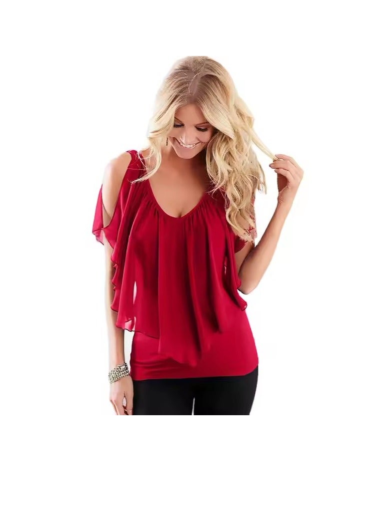 Off The Shoulder Tops Women, Loose Summer Boho Shirt Blouses, Pullover Casual Dolman Blouses  - Image 1
