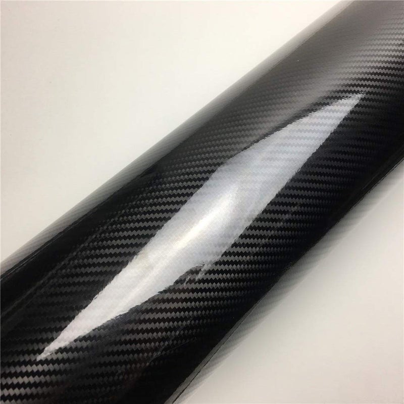 CVANU Self Adhesive Black 5D Carbon Fiber Vinyl Wrap Film Car Wrapping Vinyl Sticker for All Car_ 20''x100''inch