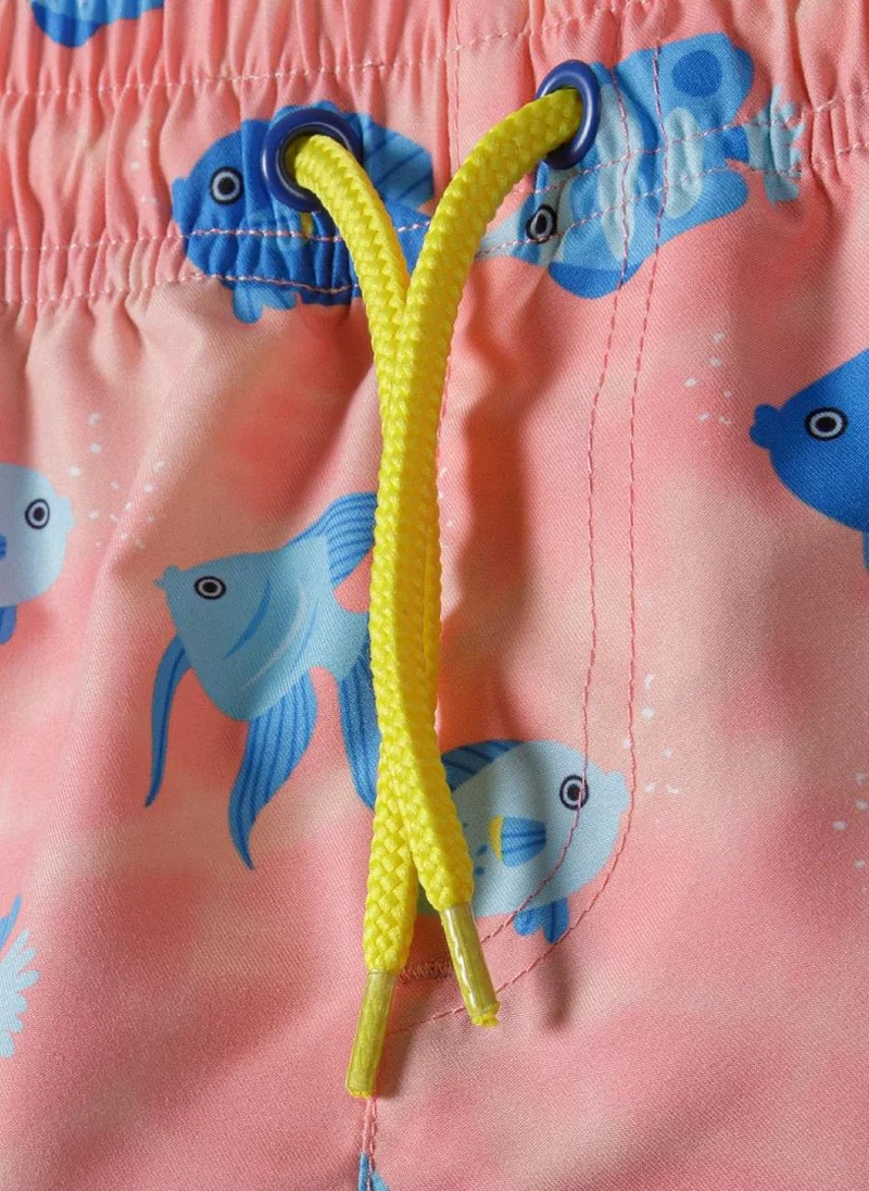 MINOTI Kids' Swim Shorts with Elastic Waist and Drawstring