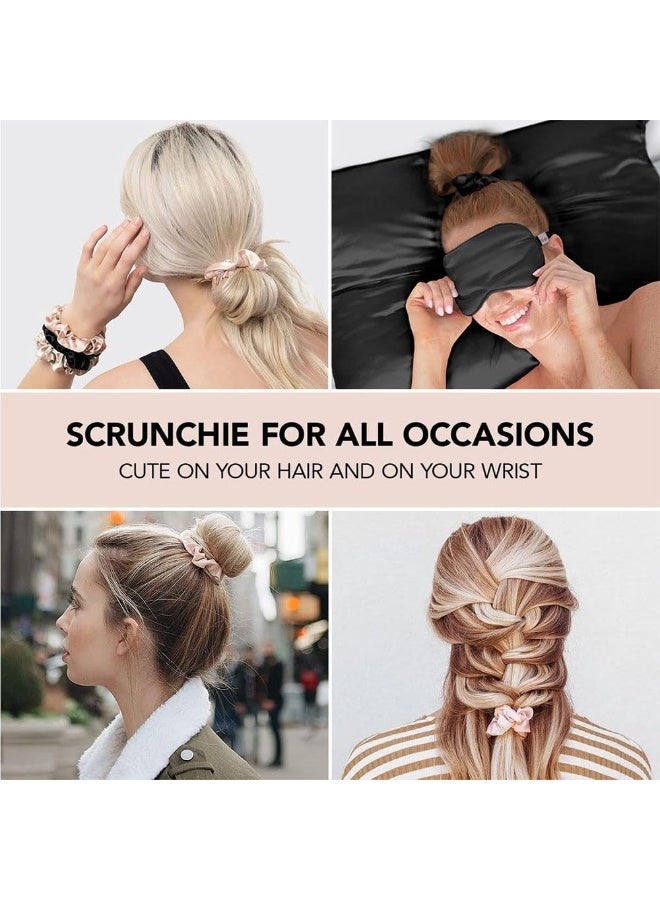 JZS 14 Pcs Satin Hair Scrunchies, Scrunchies Hair Ties Elastic Hair Bands Ponytail Holder Hair Accessories, Gifts Trendy Stuff for Women Girls, Curly Hair Accessories (Black) - Image 5