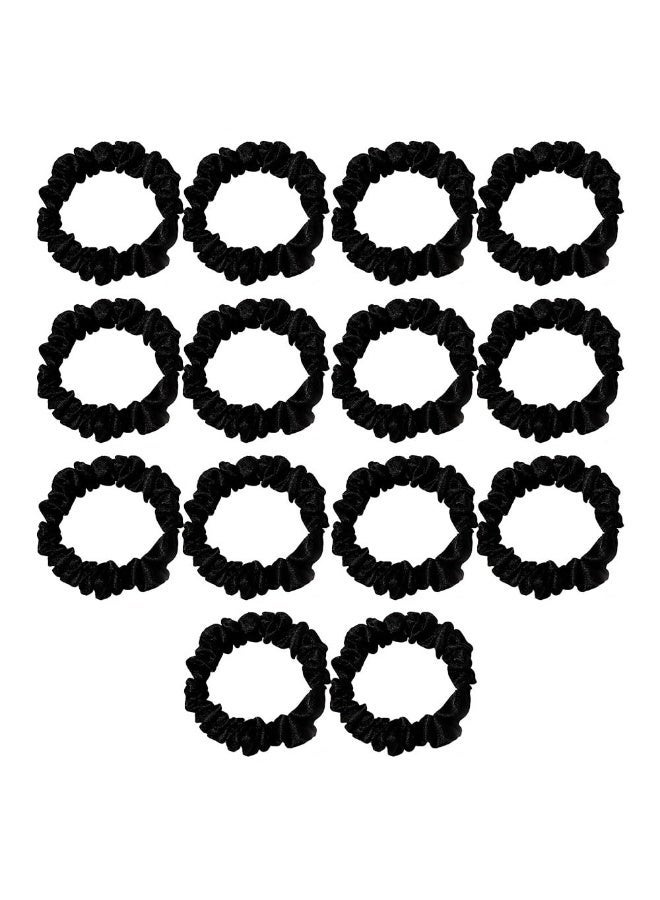 JZS 14 Pcs Satin Hair Scrunchies, Scrunchies Hair Ties Elastic Hair Bands Ponytail Holder Hair Accessories, Gifts Trendy Stuff for Women Girls, Curly Hair Accessories (Black) - Image 1