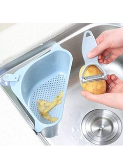 PAVITYAKSH Pavityaksh Sink Basket Strainer, Multi-Functional Kitchen Triangle Drain Sink Storage Rack, Corner Shelf Sink Sponge Holder (2 Pack)  - Image 4