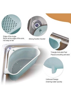 PAVITYAKSH Pavityaksh Sink Basket Strainer, Multi-Functional Kitchen Triangle Drain Sink Storage Rack, Corner Shelf Sink Sponge Holder (2 Pack)  - Image 3