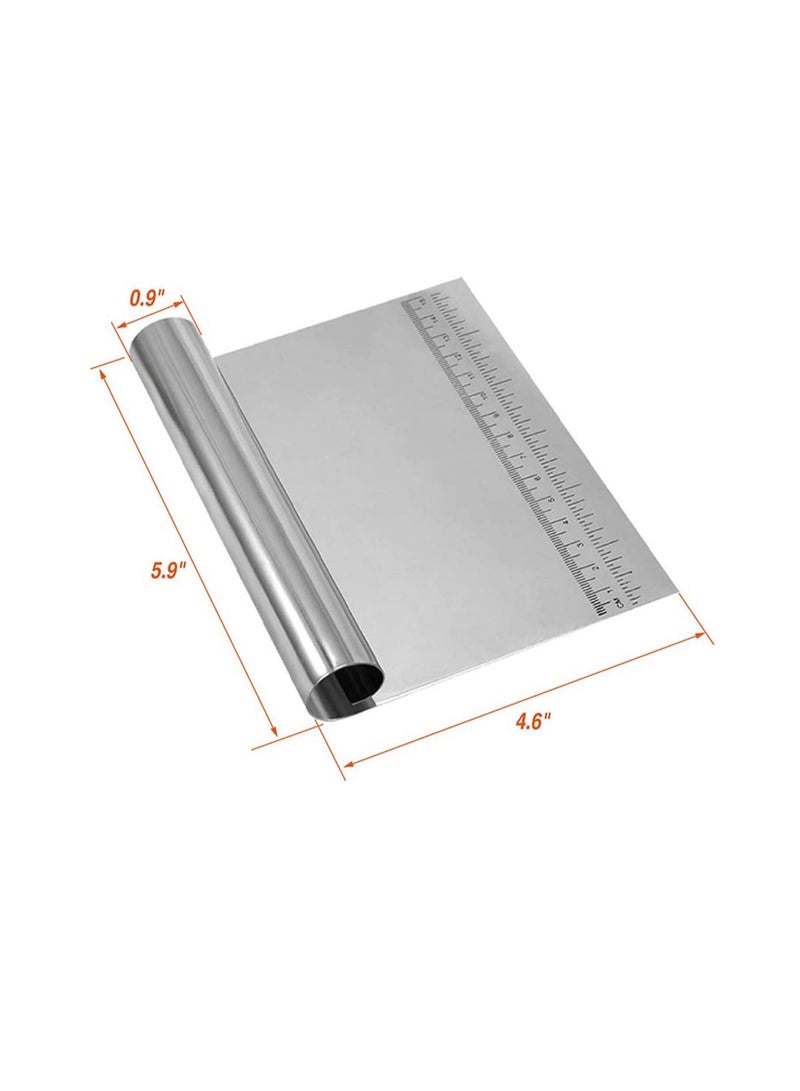 SYOSI Food Scrappers, Pastry Cutter Stainless Steel Dough Scraper/Bench Scraper/Cake Scraper, Multi-Purpose Scraper Tool Kitchen, with Measurement Marks, Scraper for Baking - Image 2