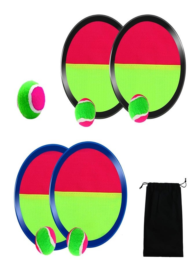 Aneco Paddle Catch Ball and Toss Game Set Disc Toss and Catch Paddle Game with 1 Storage Bag, 4 Paddles and 6 Balls (2 Big Balls and 4 Small Balls) - Image 1