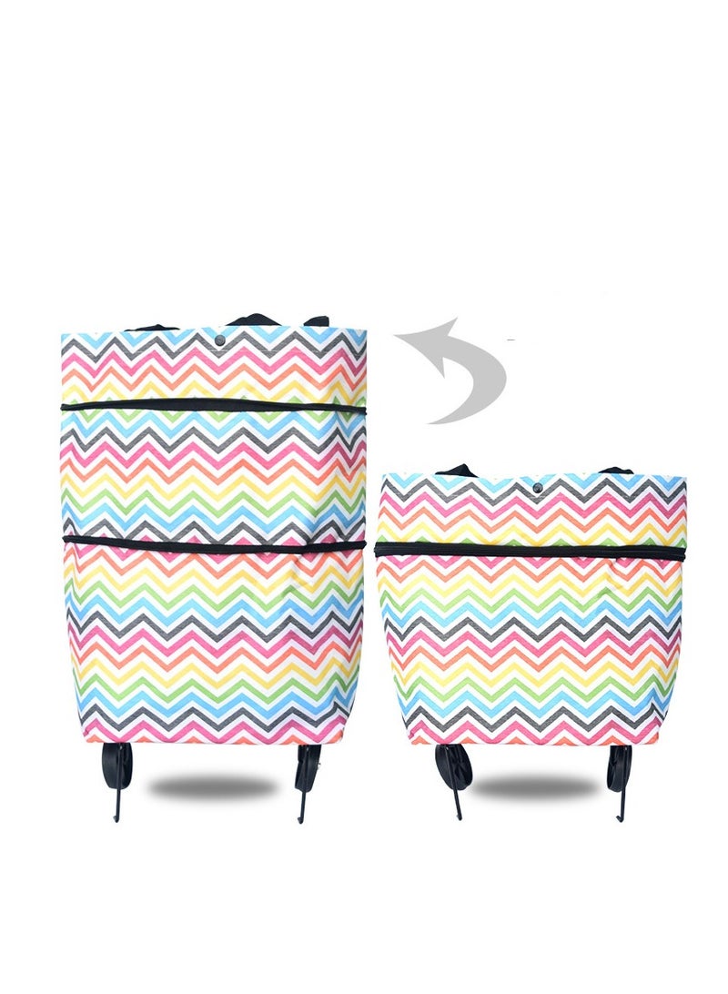 Folding Lightweight Portable Waterproof Rolling Shopping Bag with Wheels.  - Image 1