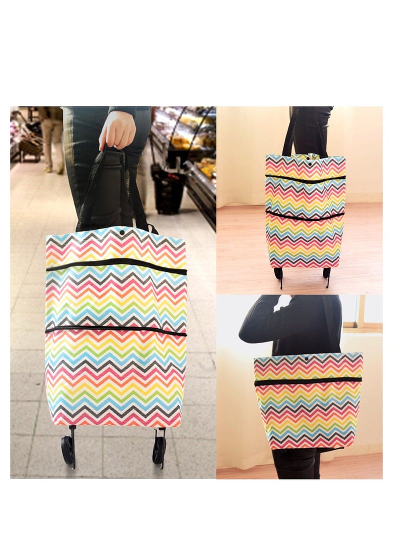 Folding Lightweight Portable Waterproof Rolling Shopping Bag with Wheels.  - Image 2