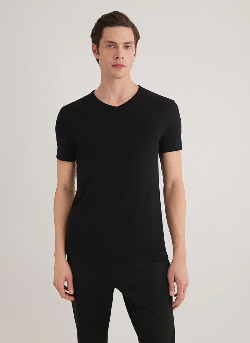 MAVI V Neck Siyah Basic T-Shirt