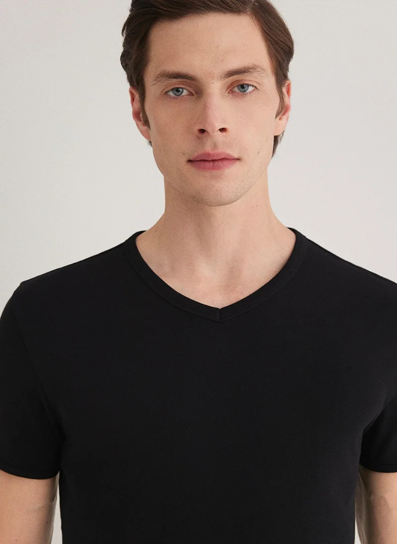MAVI V Neck Siyah Basic T-Shirt