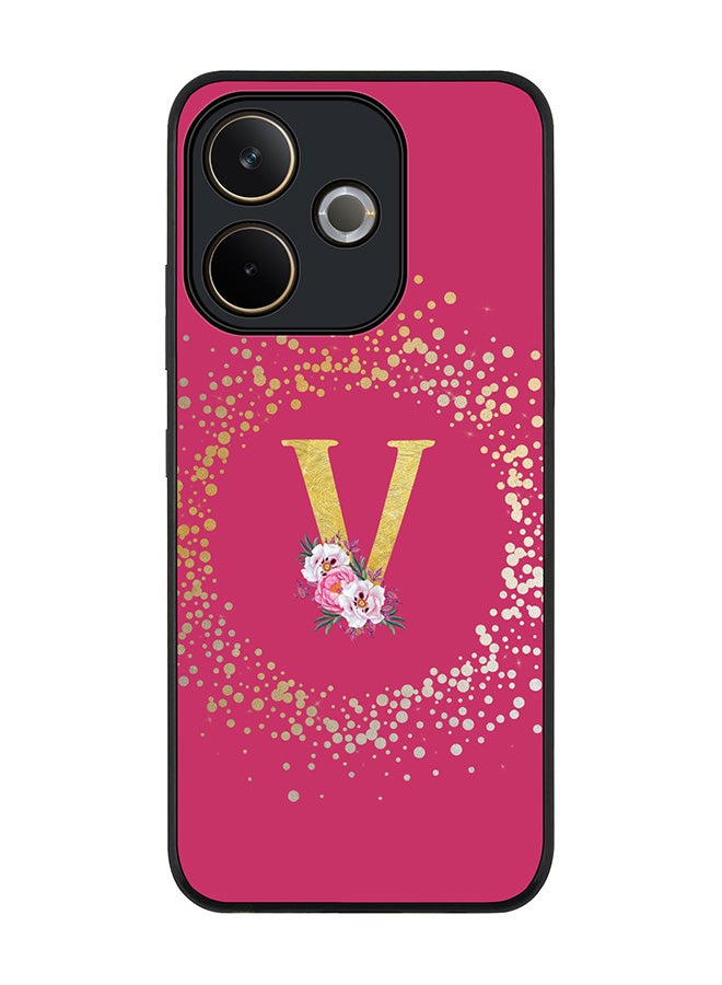Stylizedd For Oppo A5 Pro 5G / A5 Pro 4G / 5G Case,Slim fit Camera Protection, Shockproof Thin Phone cover  - Custom Monogram Floral - V ( Deep Pink ) - Image 1