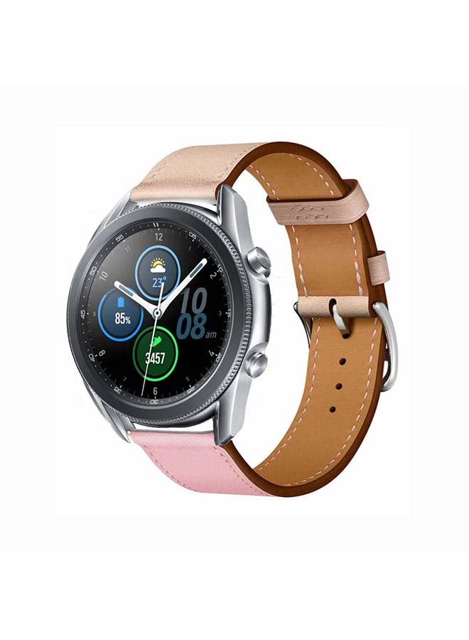 Perfii Supreme Genuine Leather Replacement Band for Samsung Galaxy Watch 3 45mm Pink - Image 2