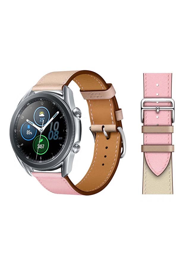 Perfii Supreme Genuine Leather Replacement Band for Samsung Galaxy Watch 3 45mm Pink - Image 1