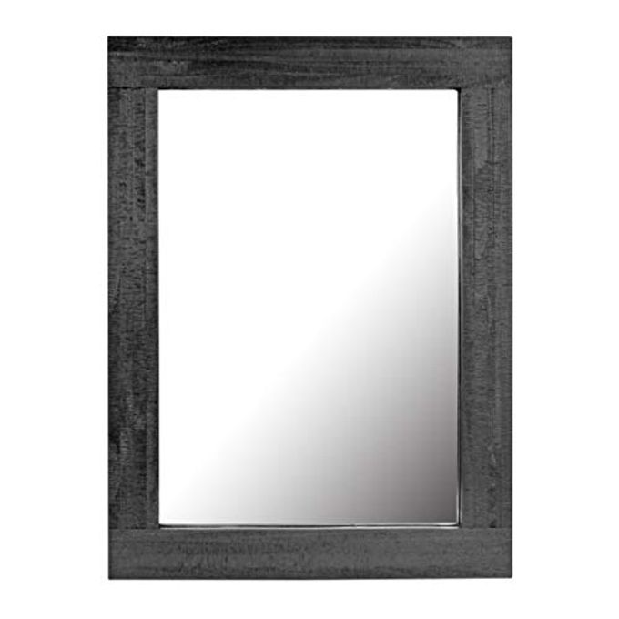Stonebriar 24" x 18" Rectangle Black Wood Frame Wall Mirror with Attached Hanging Brackets, Decorative Country Rustic Decor for The Living Room, Bedroom, Bathroom, Hallway, and Entryway - Image 4