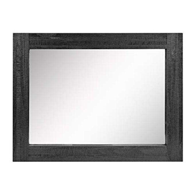 Stonebriar 24" x 18" Rectangle Black Wood Frame Wall Mirror with Attached Hanging Brackets, Decorative Country Rustic Decor for The Living Room, Bedroom, Bathroom, Hallway, and Entryway - Image 3