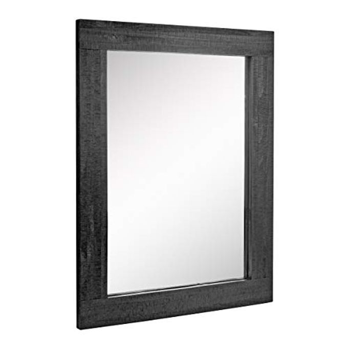 Stonebriar 24" x 18" Rectangle Black Wood Frame Wall Mirror with Attached Hanging Brackets, Decorative Country Rustic Decor for The Living Room, Bedroom, Bathroom, Hallway, and Entryway - Image 5